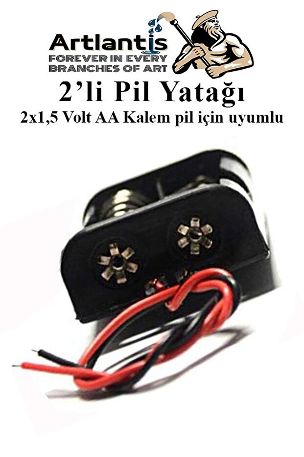 2 Li Pil Yatağı Deney 10 Adet Pil Yuvası Pil Kutusu Aa Kalem Kalın Pil 2x1,5 Volt Yaylı Pil Yuvası - 3