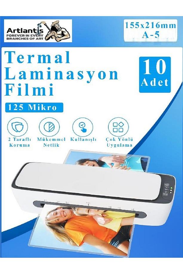 Laminasyon Filmi Parlak A5 10 lu 1 Paket 125 Mikron Laminasyon Kaplama Pvc Kaplama Poşeti 10 Adet - 1