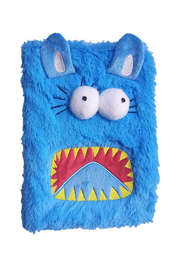 Plush Notebook Cute Monster 1 Piece Plush Animal Figured Keepsake Daily Line Book Blue Furry Hed