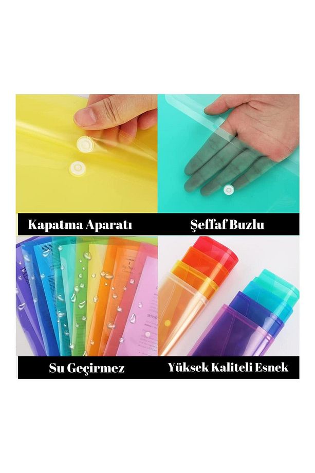 A4 Çıtçıtlı Sarı Şeffaf Renkli Zarf Dosya 1 Adet Çıt Çıtlı Dosya 1 Adet - 3