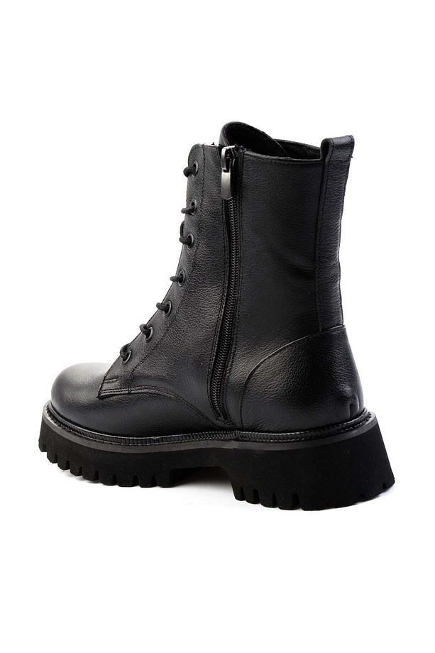 Siyah Hakiki Deri Kadın Bot & Bootie K02666420003 - 4