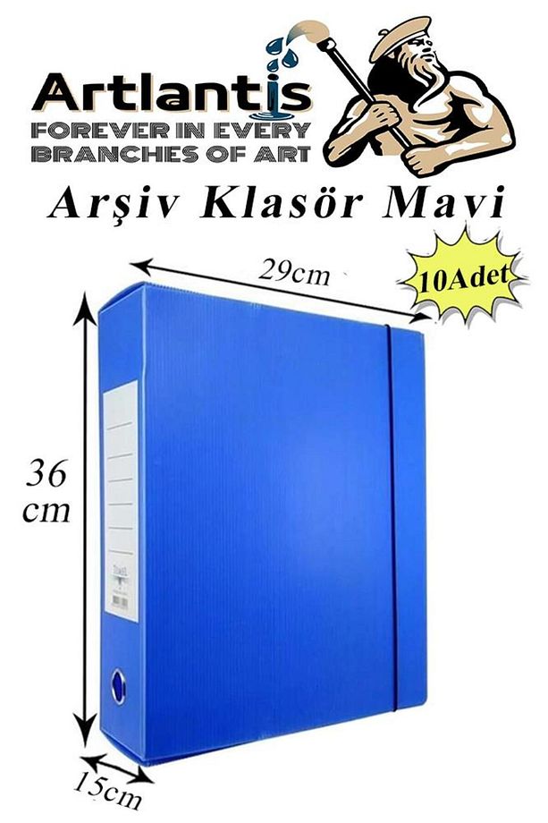 Mavi Arşiv Ve Proje Kutusu 29x36x15cm 10 Adet Arşiv Klasörü Lastikli Plastik Arşiv Klasörü Büro Okul - 1