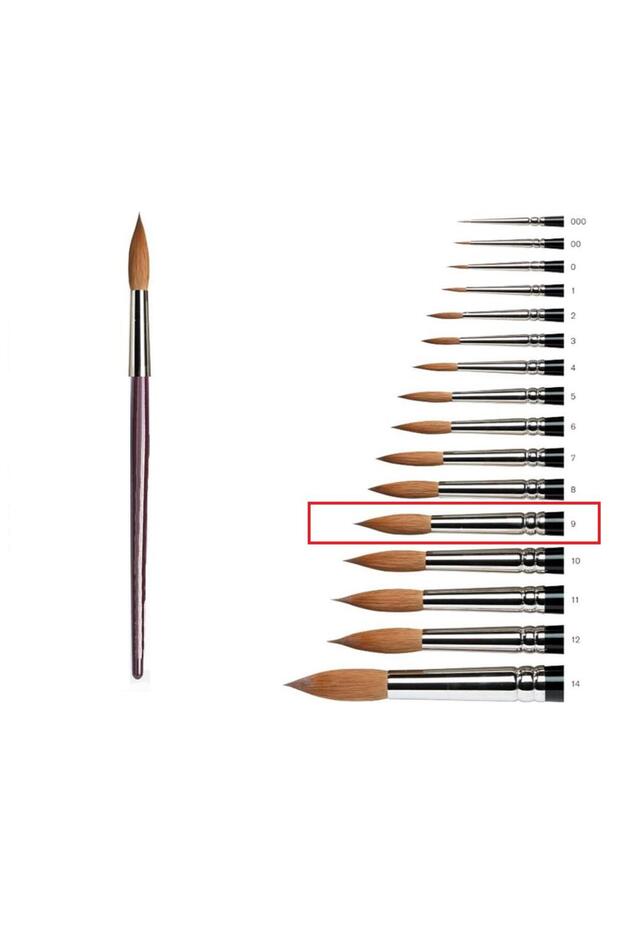 Number 9 Sable Gouache Paint Brush - Watercolor 1 Piece