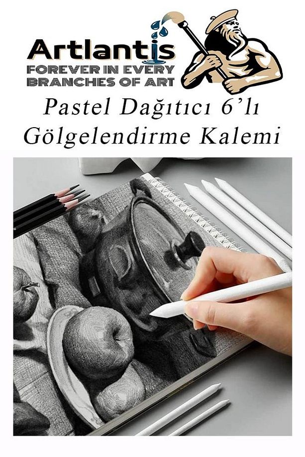Pastel Dağıtıcı Gölgelendirme Kalemi 6 Lı 1 Paket Kaynaştırma Kalemi Kara Kalem Dağıtıcı Kalem Kağıt - 7