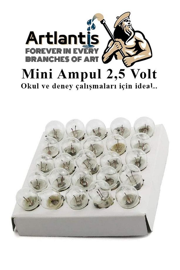 Mini Ampul 2,5 Volt 5 Adet 1 Paket Küçük Elektrik Deney Ampulü 2.5 v Okul Sınıf Elektrik Devre Deney - 2