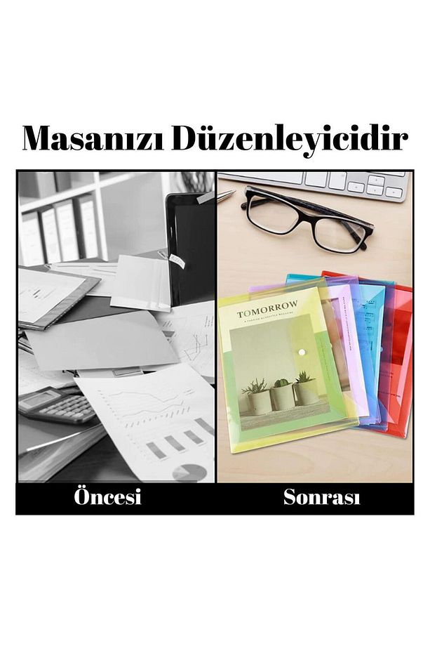 A4 Çıtçıtlı Sarı Şeffaf Renkli Zarf Dosya 1 Adet Çıt Çıtlı Dosya 1 Adet - 5