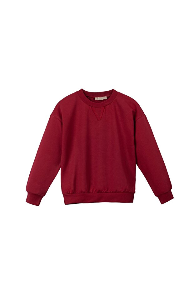 Basic Çocuk Sweatshirt Bordo - 1