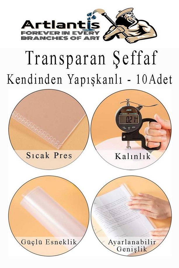 Hazır Kitap Kaplığı Şeffaf Buzlu Mavi 10 Adet 1 Paket Cırtlı Ayarlanabilir Kendinde Yapışkanlı Kaplı - 5