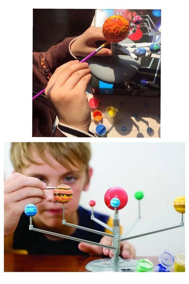 Güneş Sistemi Modeli 1 Paket Gezegen Sistemi Boya Fırça Eğitici Maket Deney Seti Plastik Gezegenler - 4