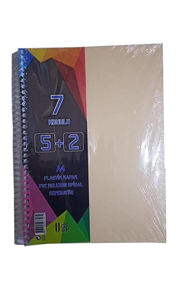 5+2 دفتر ملاحظات 7 موضوع 175 ورقة 1 قطعة 5 مربعات 2 خطوط سبرالي غطاء بلاستيكي مع فاصل