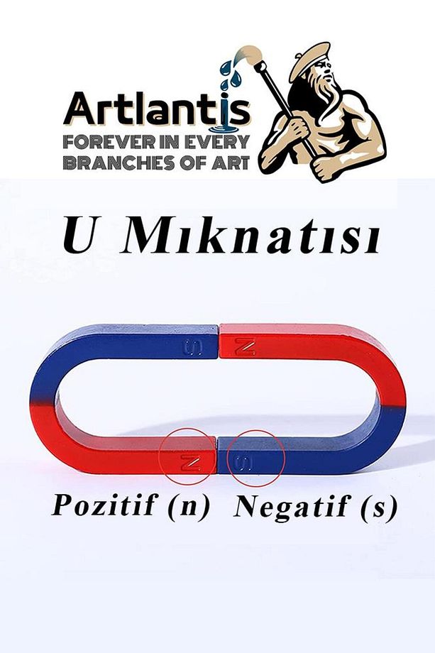 U Mıknatısı Deney Malzemesi 1 Adet Okul Projeleri İçin U Şekilli At Nalı Mıknatıs Kırmızı Mavi Boyal - 7