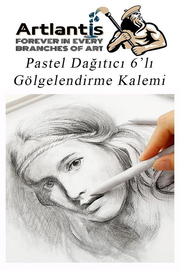 Pastel Dağıtıcı Gölgelendirme Kalemi 6 Lı 1 Paket Ve 1 Adet Hamur Silgi Kaynaştırma Kalemi Kara Kale - 7
