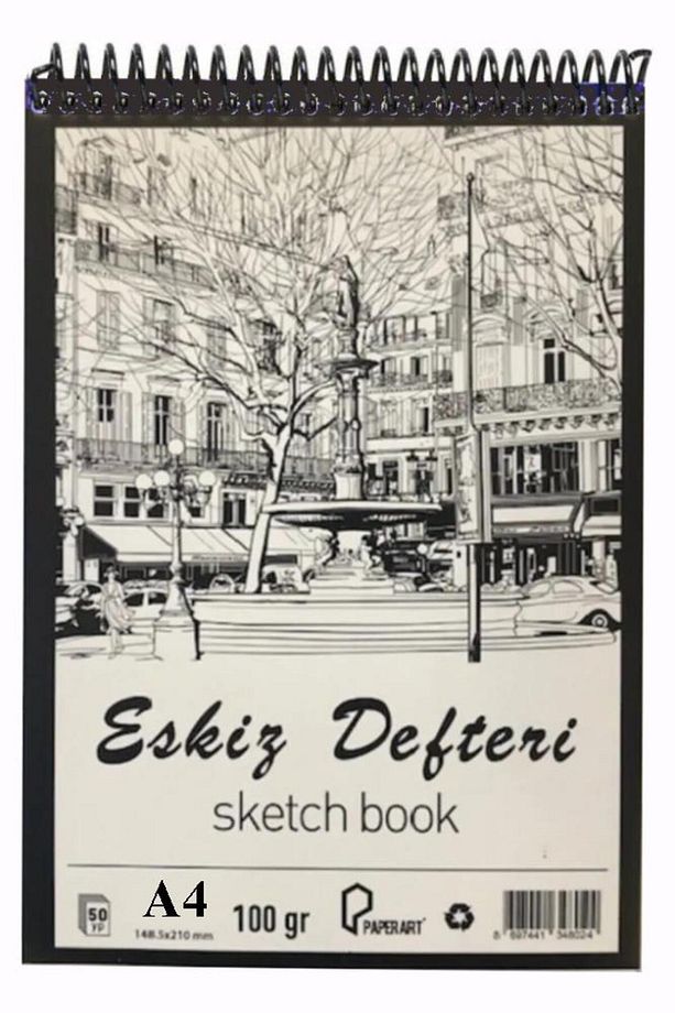 Eskiz Defteri A4 Spralli 50 Yaprak 1 Adet 100 gr 210x297 mm Sketch Book Üstten Açılmalı Ezkiz Defter - 1