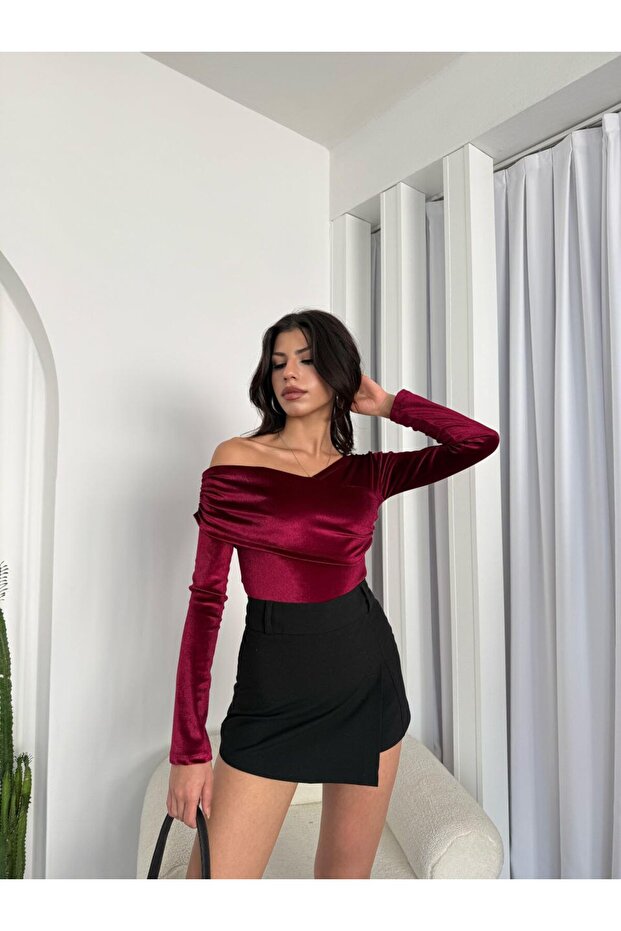 Kadife çapraz bluz - 1