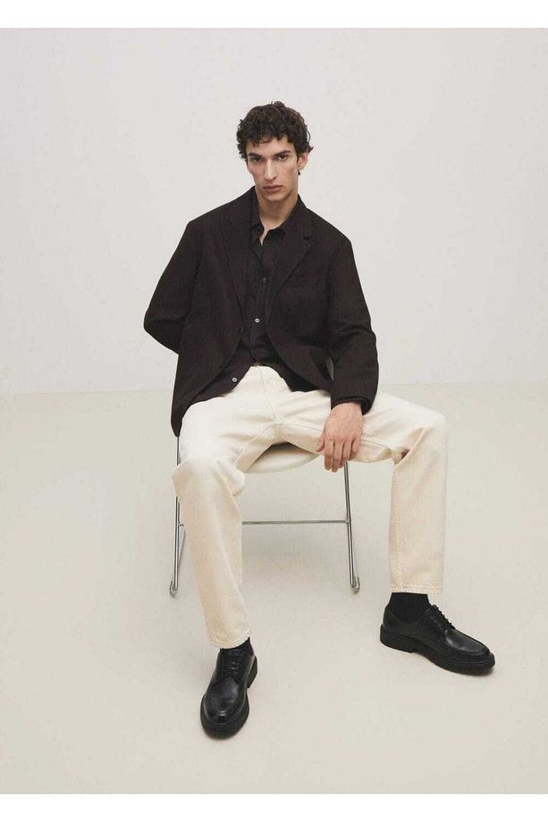 Regular kesim geri dönüştürülmüş yün blazer ceket - 5