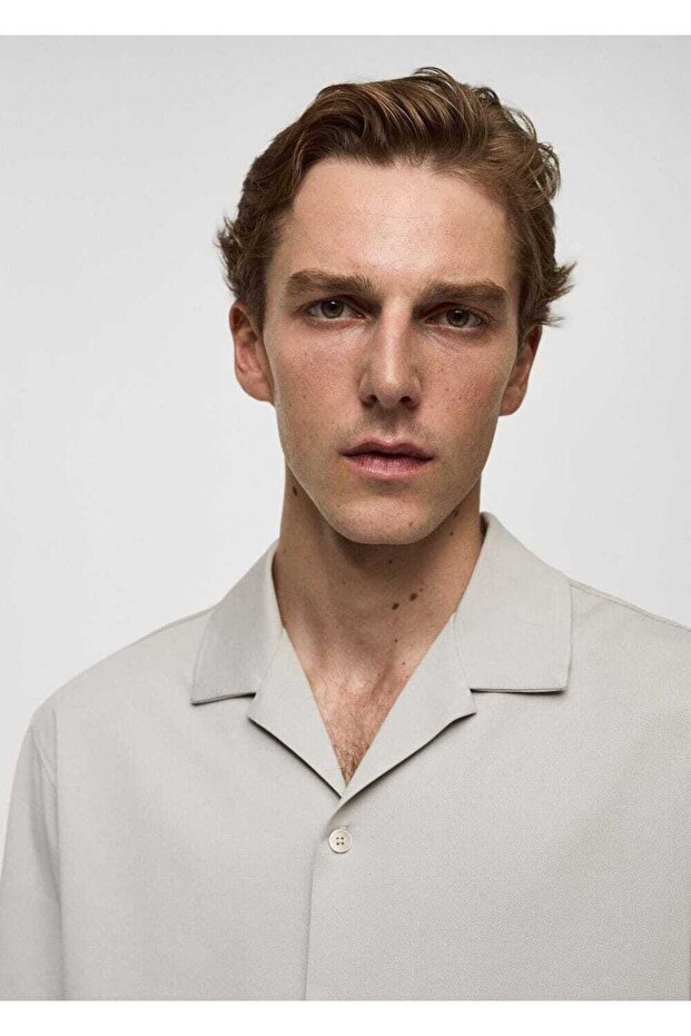 Bowling Yakalı Pamuklu Gömlek - 5