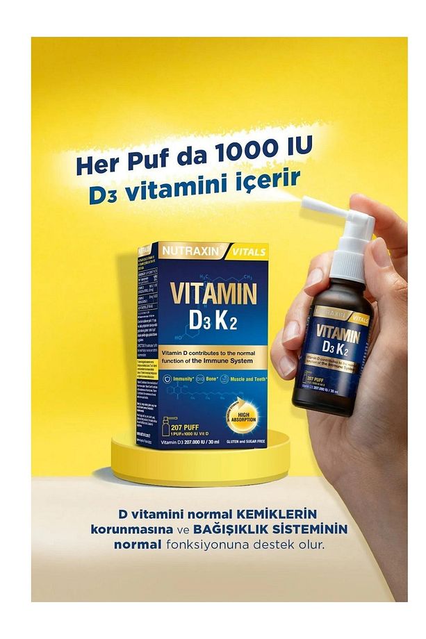D3K2 - Gıda Takviyesi Sprey (207 Puf) 30ml 3'lü Paket - 2