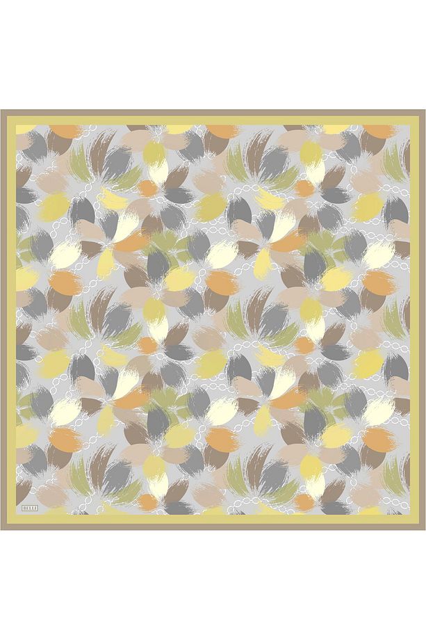 Twill Ipek Eşarp - 4038-50 Gri Sarı - 1