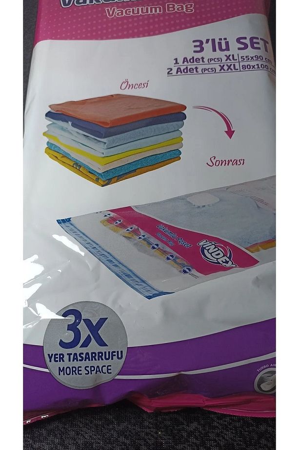 Mevsimi Geçmişse Vakumla Büyük Boy Vakumlu Hurç Seti (1 ADET XL, 2 ADET XXL) - 3