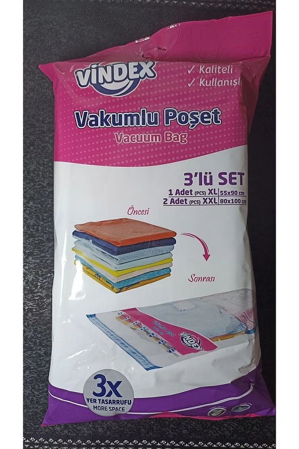 Mevsimi Geçmişse Vakumla Büyük Boy Vakumlu Hurç Seti (1 ADET XL, 2 ADET XXL) - 6