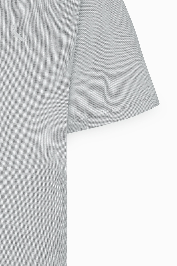 Erkek Gri Slim Fit Dar Kesim Bisiklet Yaka Pamuklu Tişört - 8