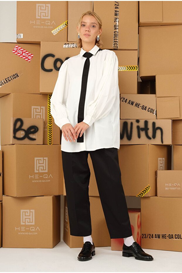 Balon Kol Gömlek Ekru - 1