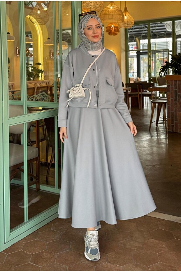 Scuba Bomber Ceket Gri - 1