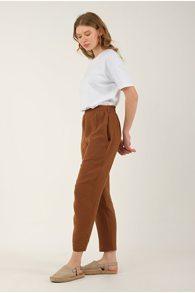 Müslin Pantolon Kahve - 2