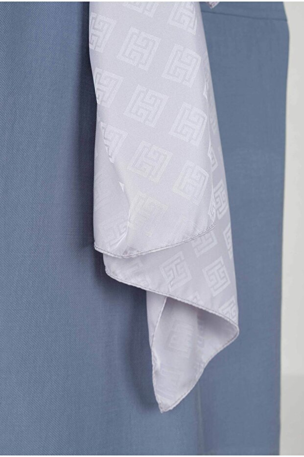 Gray Jacquard Shawl - Logo Patterned - 3