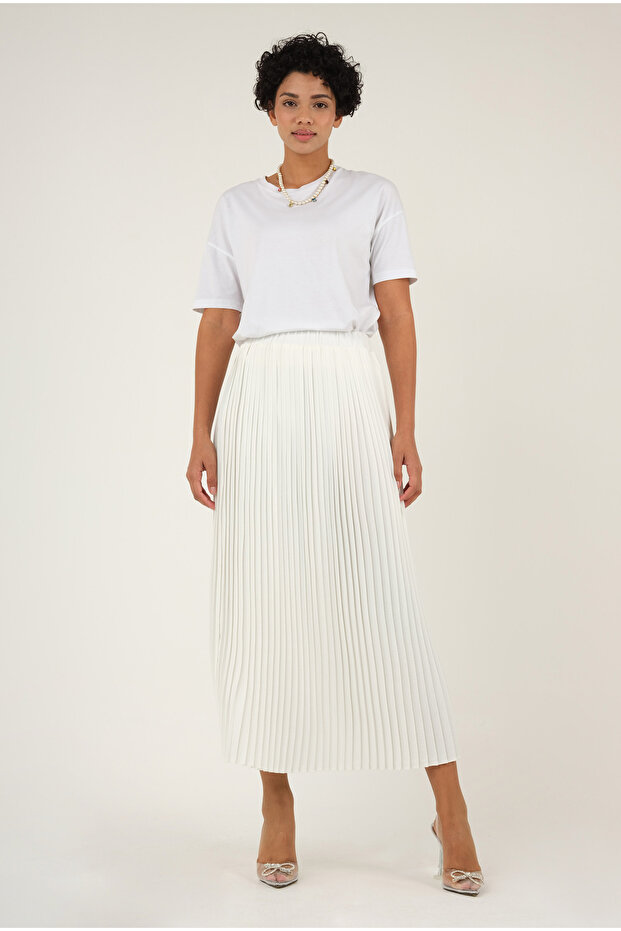 Fustă albă plisată - 4