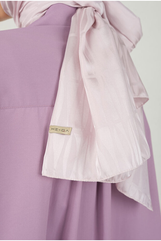 Soft Violet Patterned Jou Shawl - 4