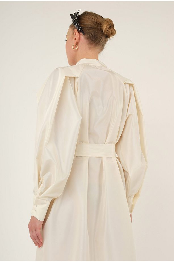 Taş Işlemeli Kaftan Ekru - 5