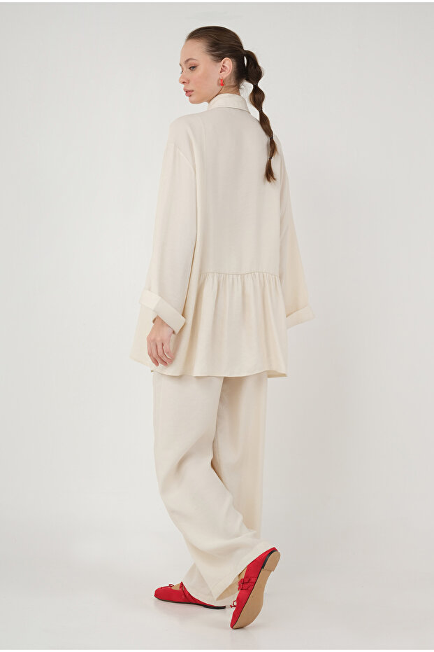 Bone Patterned Drawstring Waist Shirt - 5