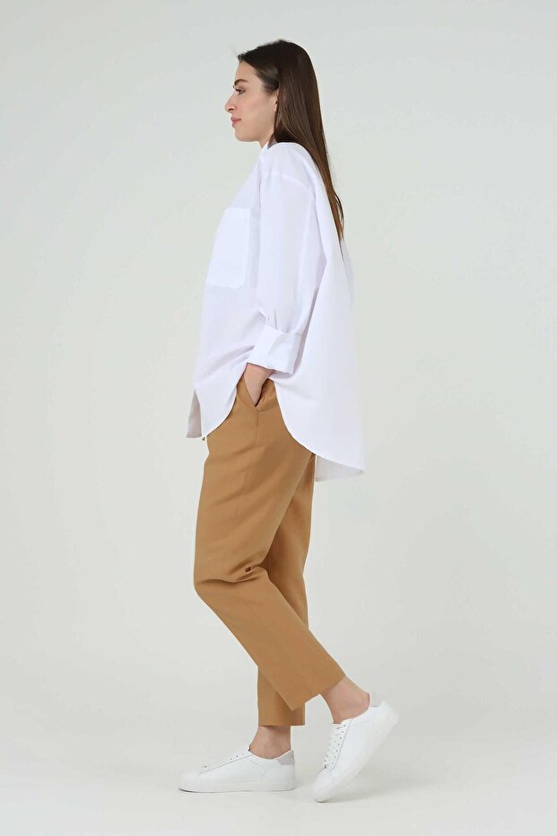 Önü Pilili Pantolon Soft Sarı - 3