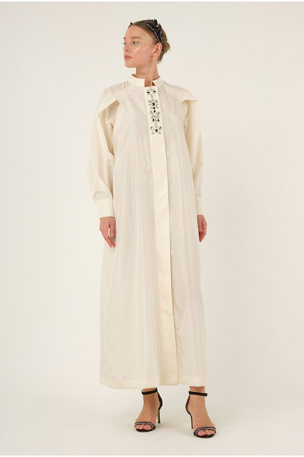 Taş Işlemeli Kaftan Ekru - 3