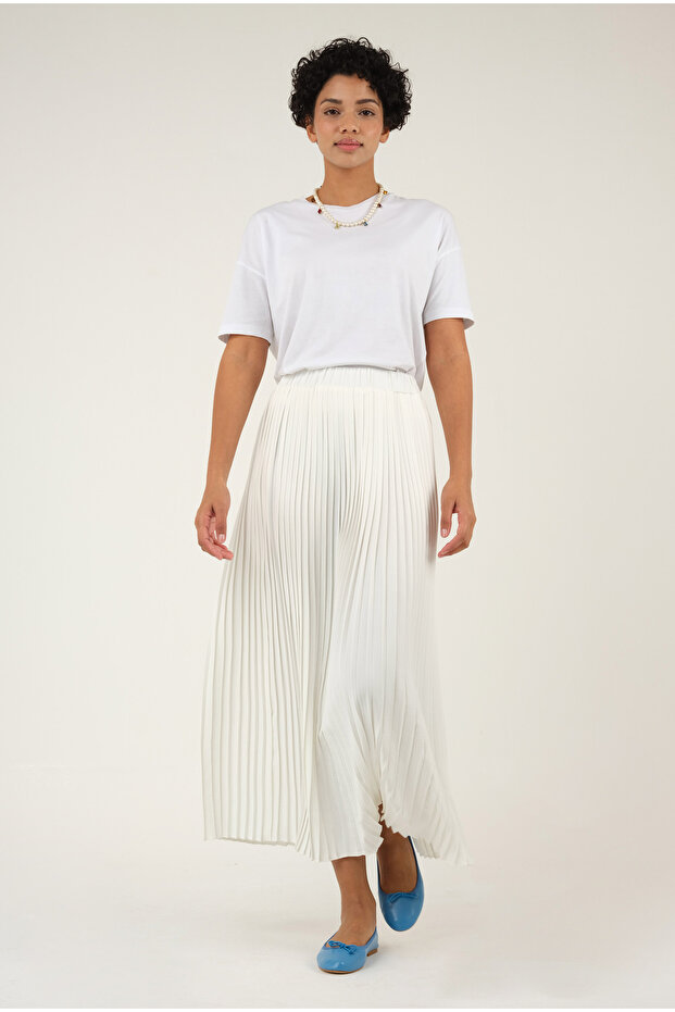 Fustă albă plisată - 5