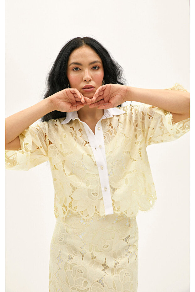 Celeste Dantel Mini Gömlek - 4
