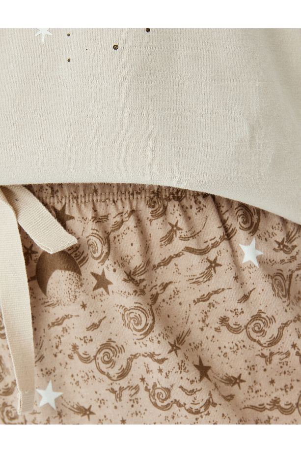Yıldız Desenli Pamuklu Pijama Takımı - 5