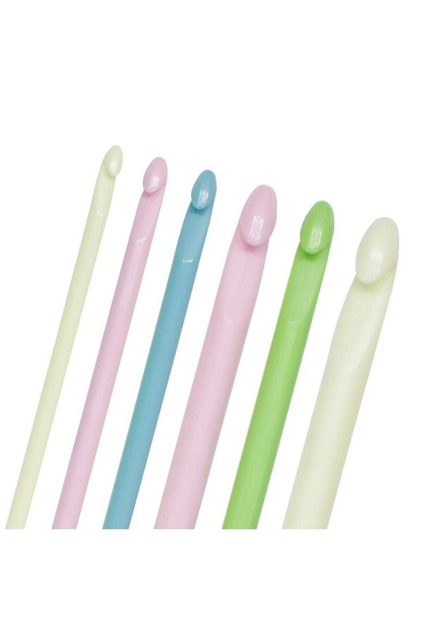 Plastik Örgü Tığ Seti 6 Adet Farklı Numara 4.0, 5.0, 6.0, 8.0, 9.0, 10mm Boy 15cm - 2