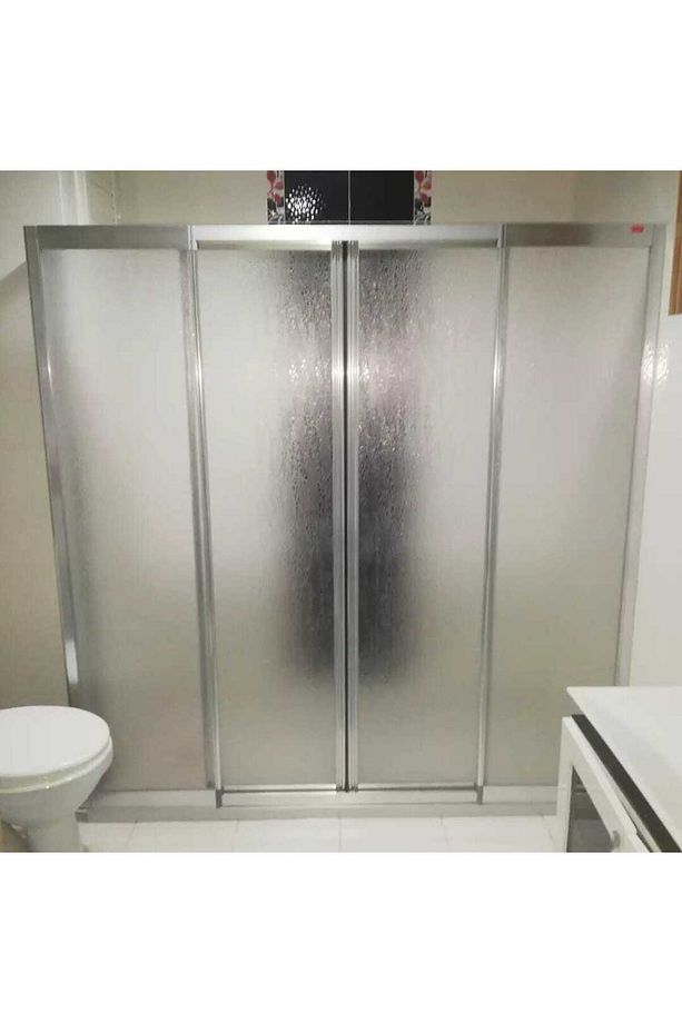 170 Cm Parlak Krom Renkli Mika Camlı Duşakabin - 2 Sabit 2 Kayar Kapılı - 8