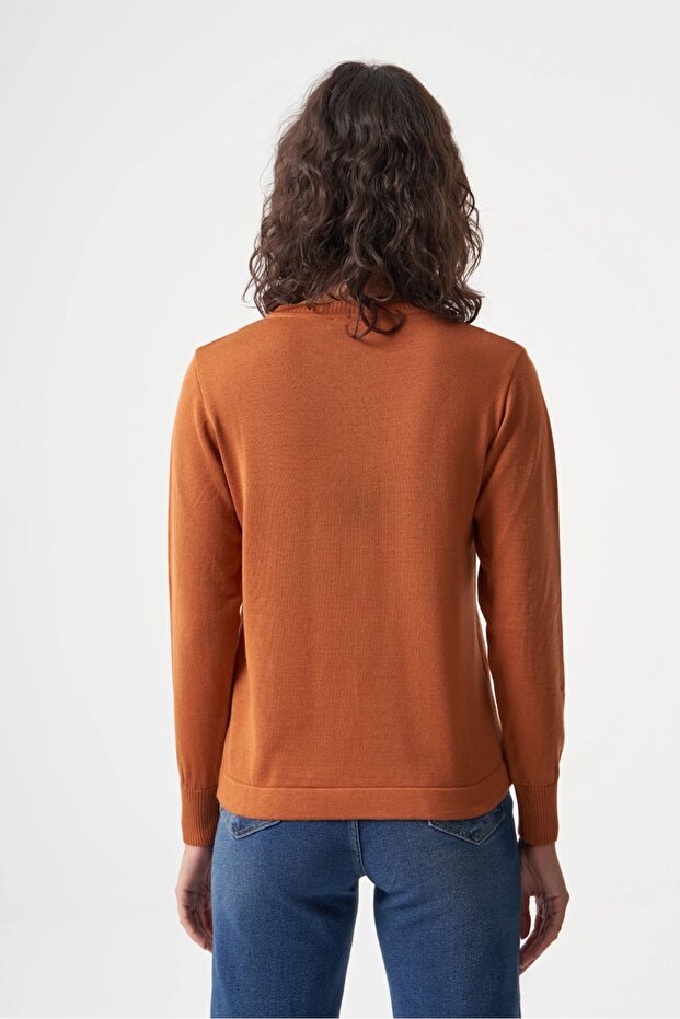 Basic o Yaka Viskon Akrilik Taba Triko - 3