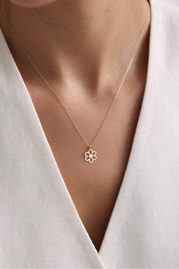 Altın Papatya Kolye - 3