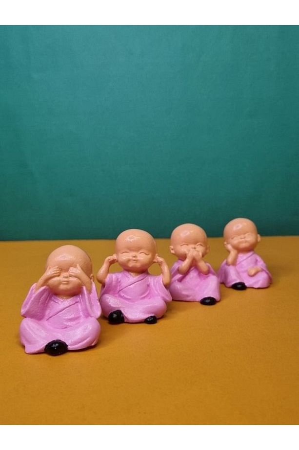 Mini Buda Bebekler 4'lü Set Görmedim Duymadım Bilmiyorum Umursamıyorum Biblo Kokulu Taş - 5