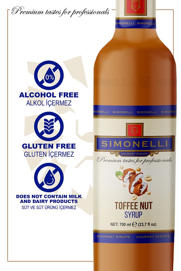 Kahve Şurubu Toffee Nut Aromalı 70 CL + POMPA Simonelli - 5