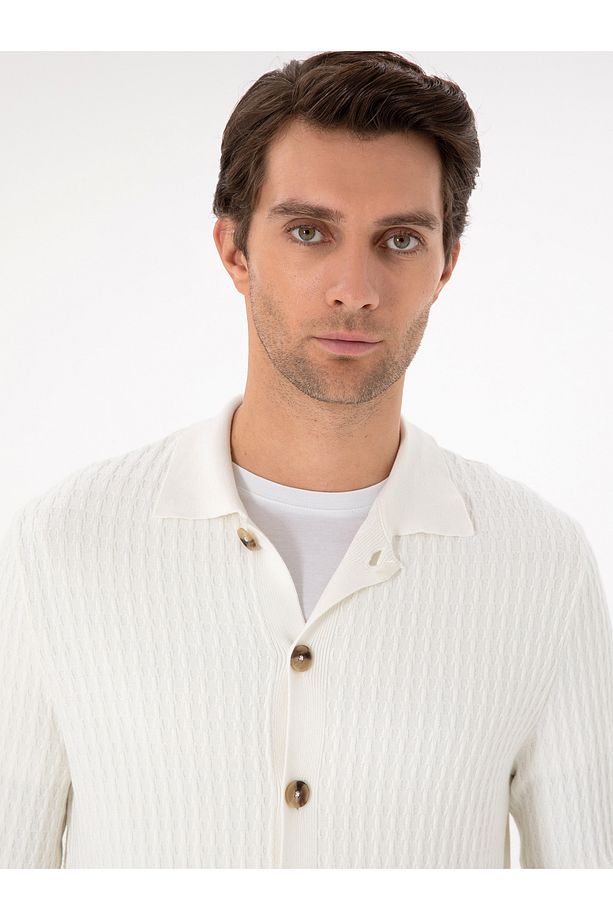 Ekru Regular Fit Triko Hırka 50293181-VR019 - 3