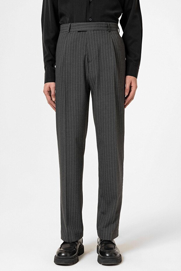 Striped relaxed fit men's trousers