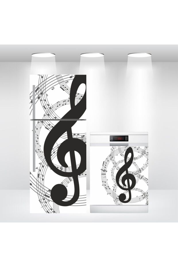 Musical Note Music Refrigerator Dishwasher Cover Sticker Self Adhesive Foil Covering