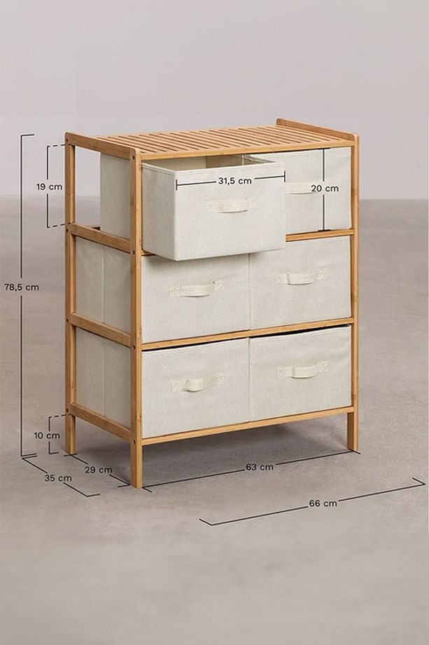 Bambu 6 Çekmeceli Dolap Çok Amaçlı Düzenleyici Organizer Şifonyer Db-0016 - 4