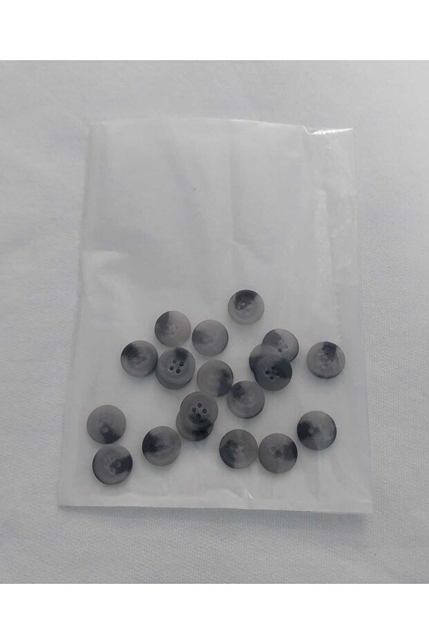 Gray Color Patterned 1.8 cm Diameter Polyester Button 20 Pieces. - 3