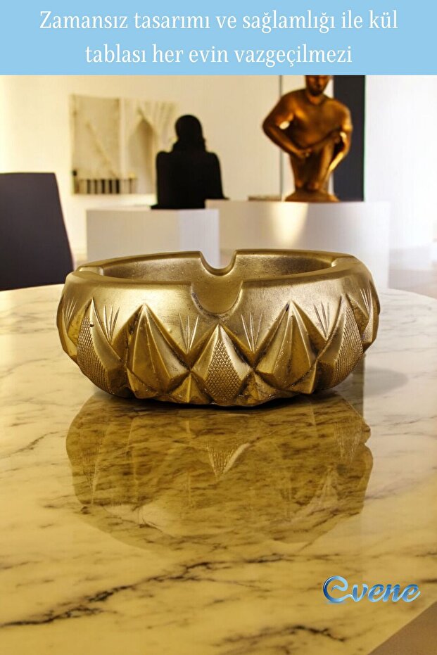 Küllük Altın Eskitme Kül Tablası Dekoratif Küllük Model 3 - 5